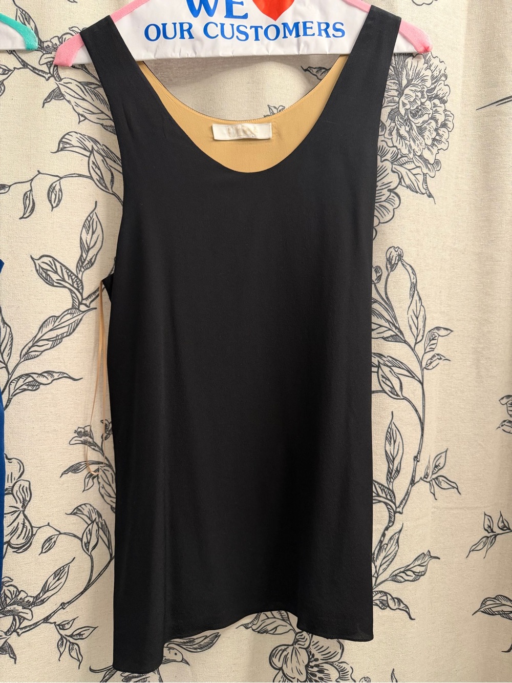Chloe Black Tank Top with Tan Lining